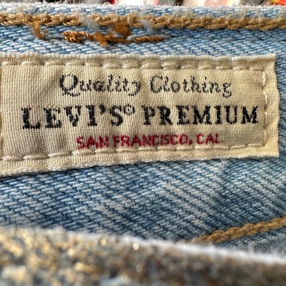 ⭐LEVI'S Revolve Women's Ankle Column Denim Maxi Skirt Sz 26 Shiny Metallic Gold⭐ - Picture 12 of 12